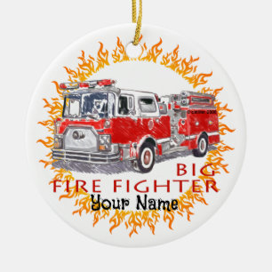 Big Firefighter-Zierverzierung für Feuerwehrfahrze Keramik Ornament