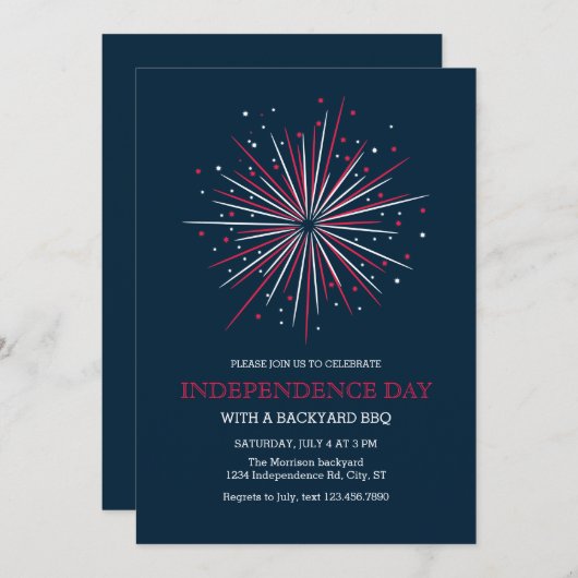 Big Fireworks 4. Juli Einladung (Vorne/Hinten)