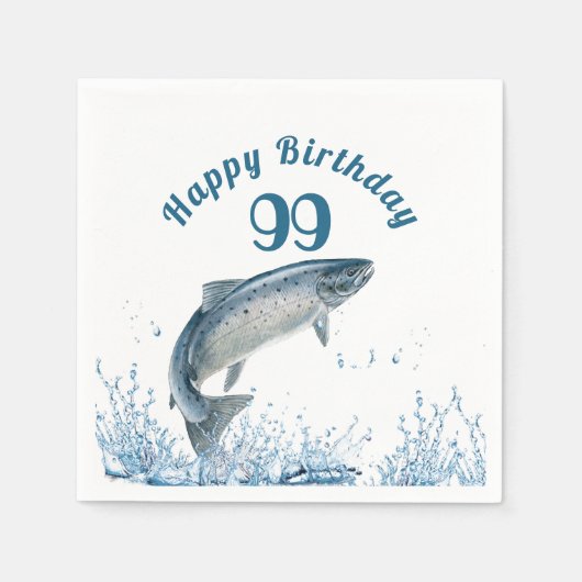 Big Fish in Wasser 99. Geburtstag Serviette (Vorderseite)