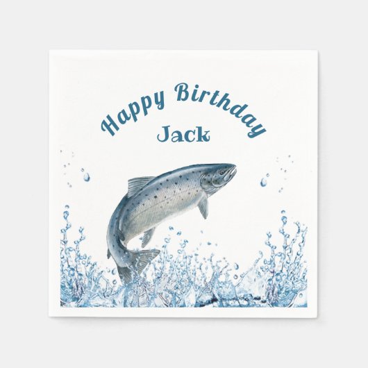 Big Fish in Water Geburtstagsparty Serviette (Vorderseite)