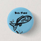 Big Fish primitive Art Black Line Zeichnend und Na Button (Vorderseite)