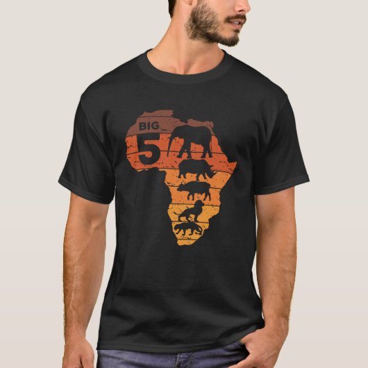 Big Five African Animals Elephant Rhino Buffalo Li T-Shirt (Vorderseite)