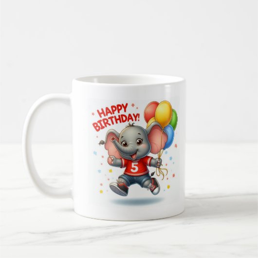 Big Five Celebration: Elephant mit Ballons Toddl Kaffeetasse (Links)