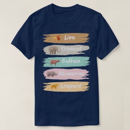 Big Five Safari Animals Pastell T-Shirt (Design vorne)