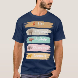 Big Five Safari Animals Pastell T-Shirt