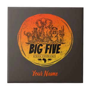 Big Five von Africa Safari Vintag Elefant, Löwe Fliese