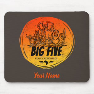 Big Five von Africa Safari Vintag Elefant, Löwe Mousepad
