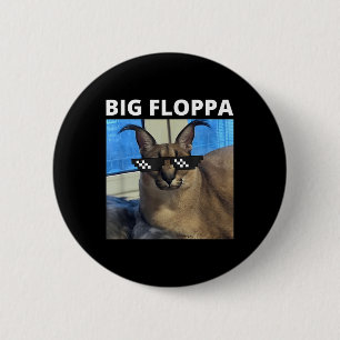 Big Floppa Meme Cat Button