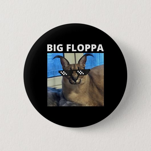 Big Floppa Meme Cat Button (Vorderseite)