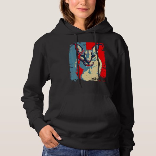 Big Floppa Meme cat Cute Caracal Cat retro distre Hoodie (Vorderseite)