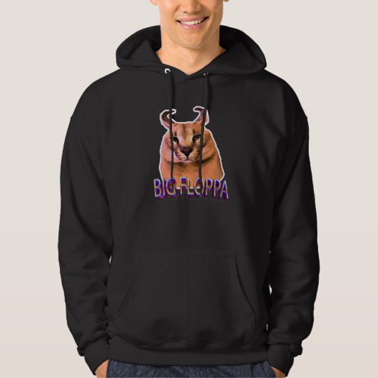Big Floppa Meme Cat Hoodie (Vorderseite)