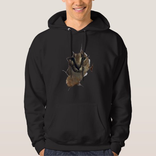 Big Floppa Meme Cat Hoodie (Vorderseite)