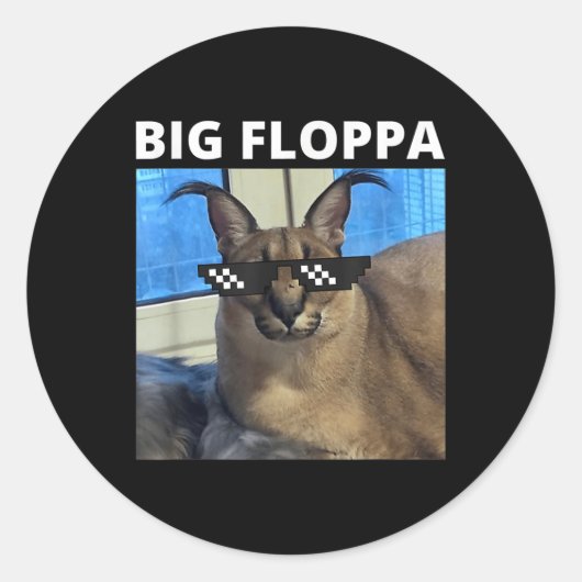 Big Floppa Meme Cat Runder Aufkleber (Vorderseite)