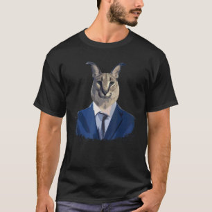 Big Floppa Meme trägt einen Anzug  Caracal Cat Hum T-Shirt