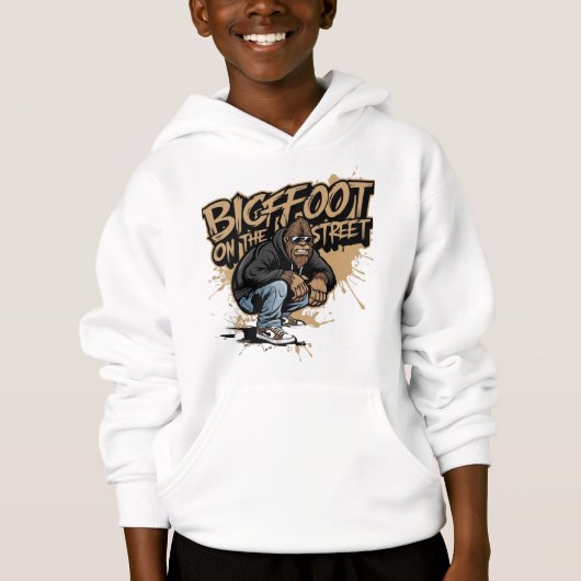 Big Foot auf der Straße Kinder Hoodie (Vorderseite)