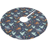 Big Foot, Außerirdischen & Reindeer SciFi Weihnach Polyester Weihnachtsbaumdecke (Schrägansicht)