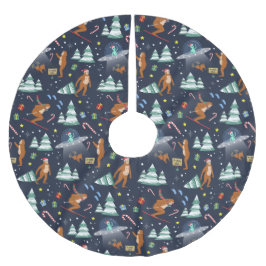 Big Foot, Außerirdischen & Reindeer SciFi Weihnach Polyester Weihnachtsbaumdecke