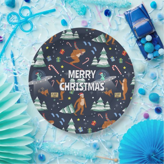 Big Foot, Außerirdischen & Rentier Weihnachten Pappteller (Party)