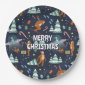 Big Foot, Außerirdischen & Rentier Weihnachten Pappteller (Vorderseite)
