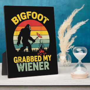 Big Foot hat mein Würstchen Lustiger Sasquatch Fotoplatte