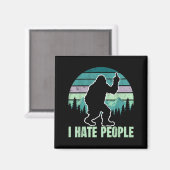 Big Foot I Hate People Middle Finger Sasquatch Ret Magnet (Vorderseite/Rückseite)