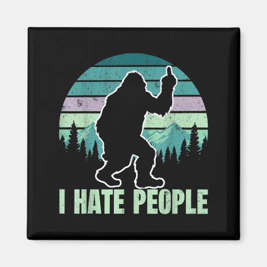 Big Foot I Hate People Middle Finger Sasquatch Ret Magnet (Vorne)