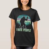 Big Foot I Hate People Middle Finger Sasquatch Ret T-Shirt (Vorderseite)
