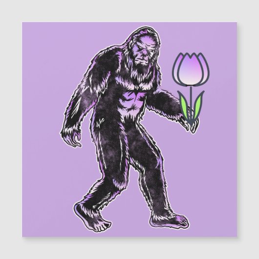 Big Foot mit Tulip - Funny Oster Magnetkarte (Vorderseite)