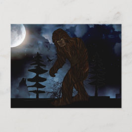 Big Foot oder Sasquatch Wolf Howling Vollmond Postkarte