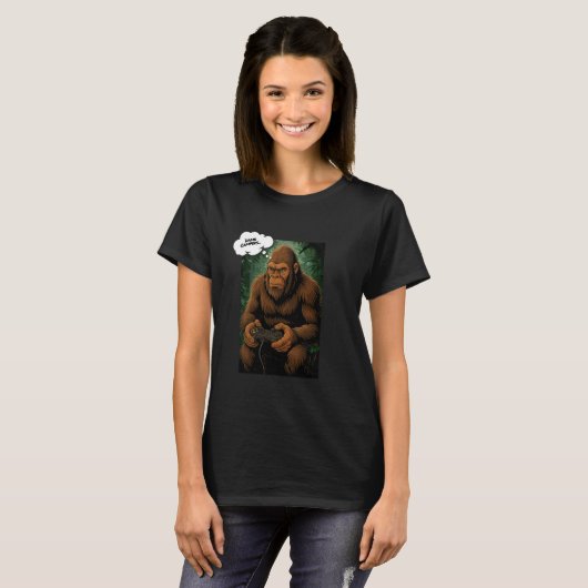 Big Foot Playing Video Games, Funny Sasquatch T-Shirt (Vorne ganz)