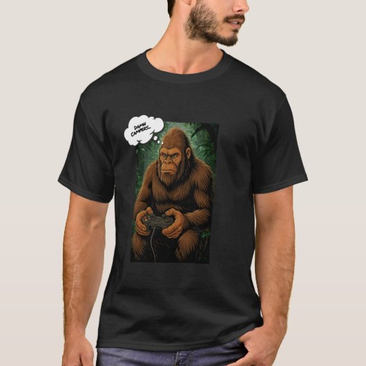Big Foot Playing Video Games, Funny Sasquatch T-Shirt (Vorderseite)