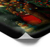 Big Foot Rock On Santa Snowman Christmas Tree Xmas Poster (Ecke)