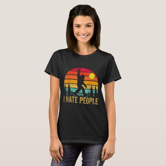 Big Foot Sasquatch I Hate People Funny Bigfoot Vin T-Shirt (Vorne ganz)