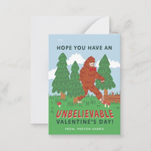 Big Foot Sasquatch Klassenzimmer Valentine's Excha Mitteilungskarte (Vorderseite)