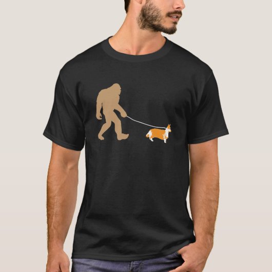 Big Foot Walking mit Corgi Dog Tshirt267 T-Shirt (Vorderseite)