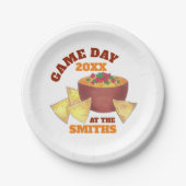 Big Football Game Tailgate Party Chips Käsedip Pappteller (Vorderseite)