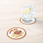 Big Football Game Tailgate Party Chips Käsedip Runder Pappuntersetzer (Vor Ort)