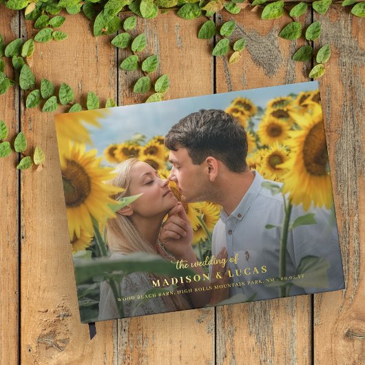 Big Foto & Gold Briefe Black the Wedding of Gästebuch