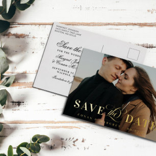 Big Foto Gold Foil Save the Date Folie Einladungspostkarte