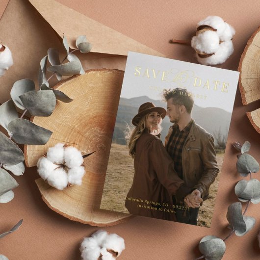 Big Foto Gold Foil Save the Date Folieneinladung