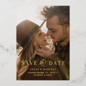 Big Foto Gold Foil Save the Date Folieneinladung (Vorderseite)