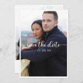 Big Foto Minimale Kalligraphie Save the Date (Vorne/Hinten)