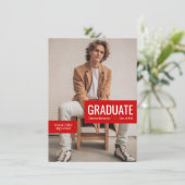 Big Foto mit Blocks des roten Abschlusses Einladun Einladung (Stehend Vorderseite)