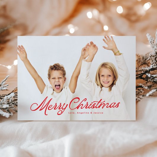 Big Foto Red Lettering Overlay Frohe Weihnachten