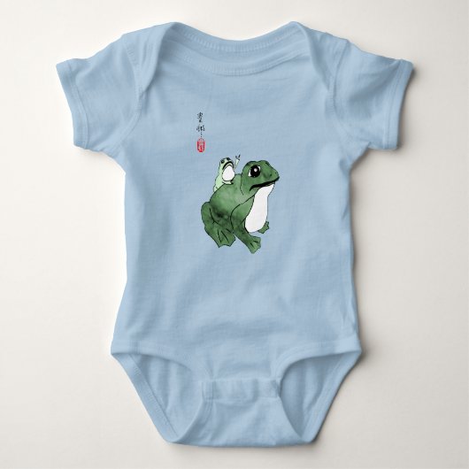 Big Frog Little Japanischer Frog Toad 19. Jahrhund Baby Strampler (Vorderseite)