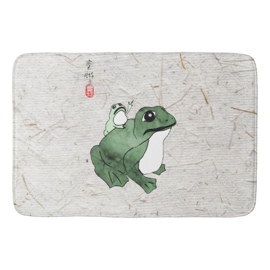 Big Frog Little Japanischer Frog Toad 19. Jahrhund Badematte (Vorderseite)