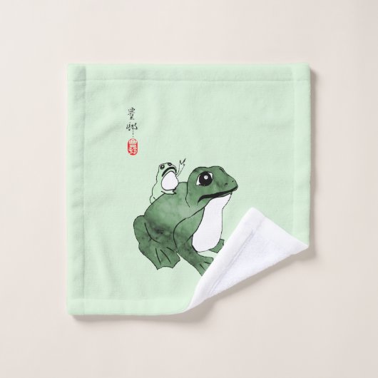 Big Frog Little Japanischer Frog Toad 19. Jahrhund Badhandtuch Set (Waschlappen)