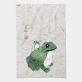 Big Frog Little Japanischer Frog Toad 19. Jahrhund Geschirrtuch (Vertikal)