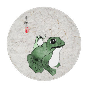 Big Frog Little Japanischer Frog Toad 19. Jahrhund Schneidebrett