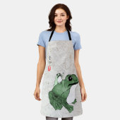 Big Frog Little Japanischer Frog Toad 19. Jahrhund Schürze (Getragen)